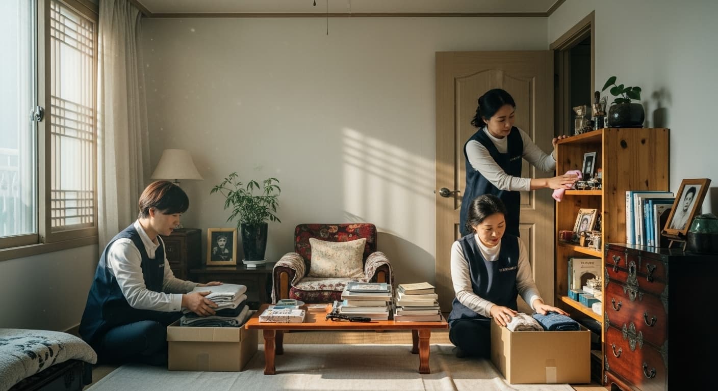 유품정리 현장을 정돈하는 작업 이미지