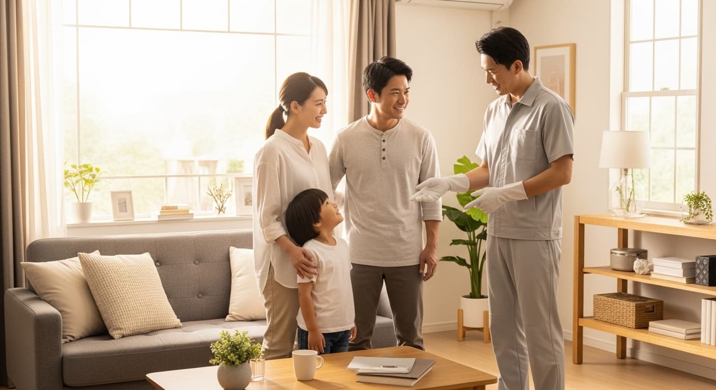 복원된 주거 공간에서 안심하는 가족