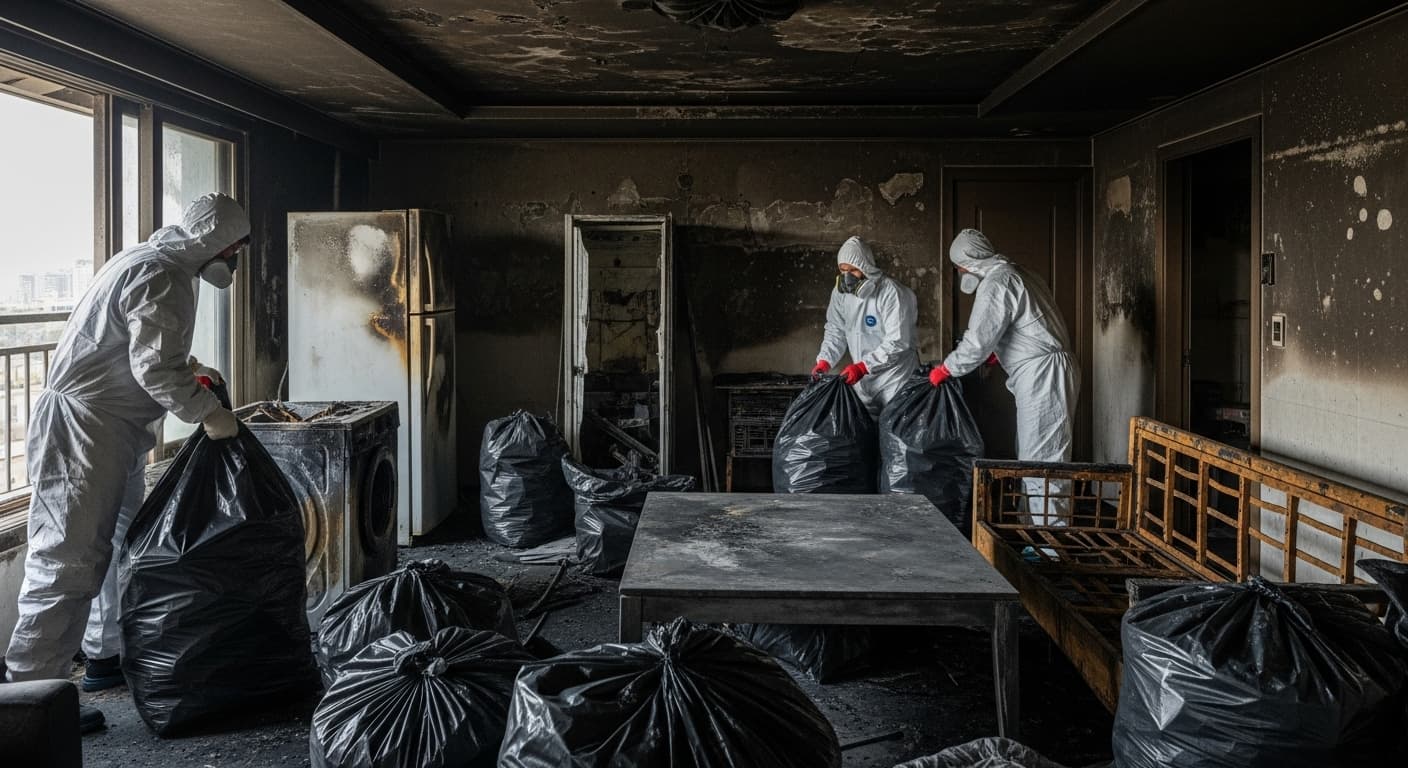 화재청소 폐기물 처리 현장 이미지