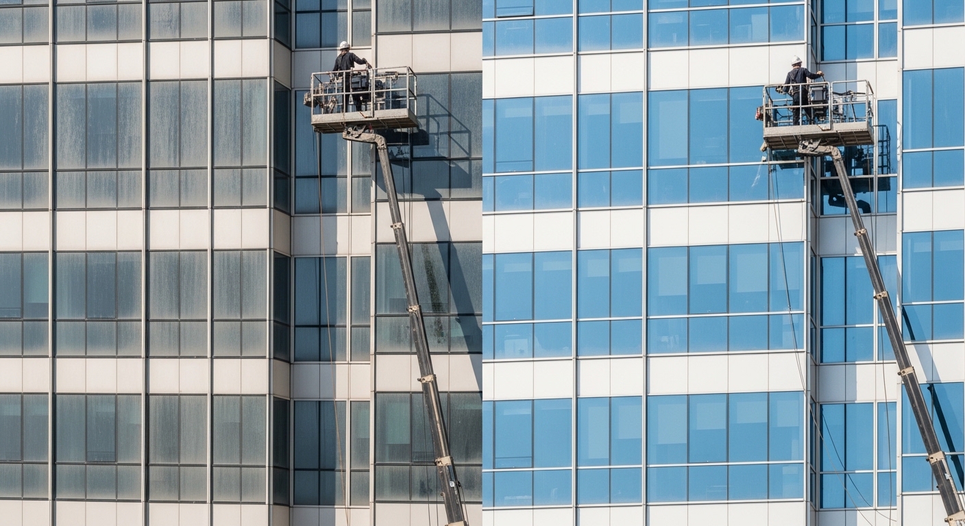 유리창청소 작업 현장 이미지